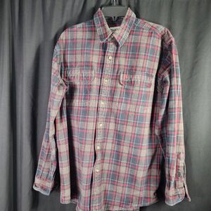 Vintage Carhartt Men's Regular L Flannel Long Sleeve Button Up Shirt Plaid Heavy